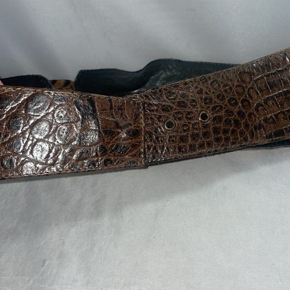 Vintage brown  Alligator and shell waist belt - Picture 5 of 7